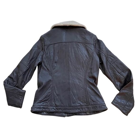 Michael Kors Women’s Leather Moto Jacket • Brown • Medium - Picture 6 of 16